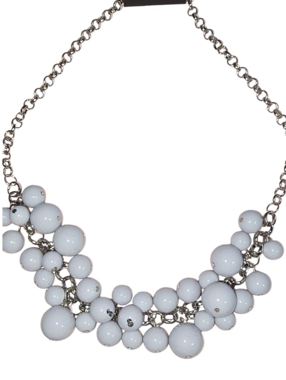 #fj130 Cluster Bead Statement Necklace - Light Gray - Picture 4 of 7